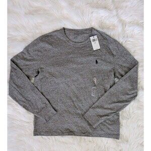NWT Ralph Lauren Polo Mens Long Sleeve Classic Fit Crew Neck T Shirt Grey M